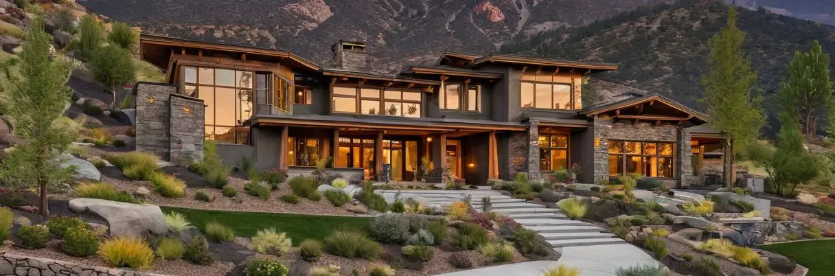 beautiful mountain modern home with professional landscaping design